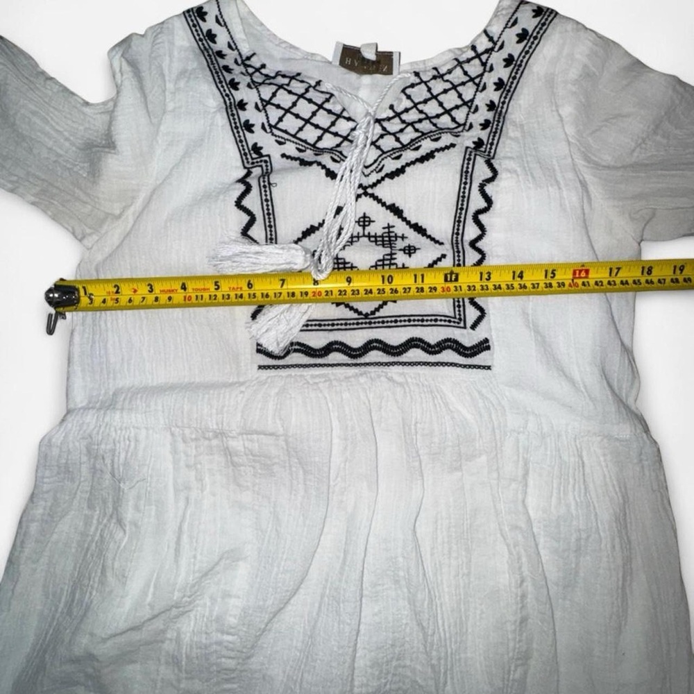 Hayden Los Angeles Embroidered Boho Gauze Midi Dress White Black Small - Picture 7 of 7